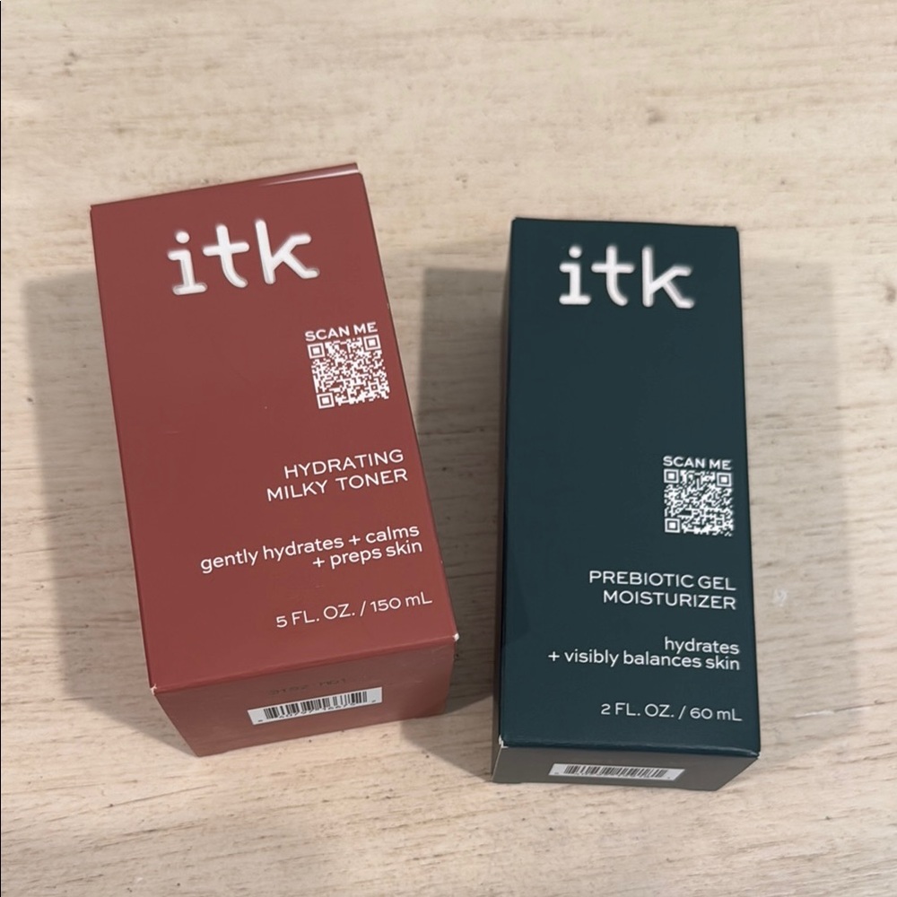 ITK Skincare NEW Hydrating Milky Toner and Prebiotic Gel Moisturizer Set